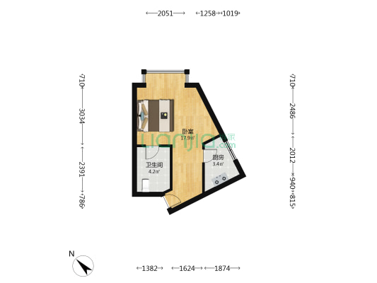 巴黎时韵 1室0厅1卫 42平方