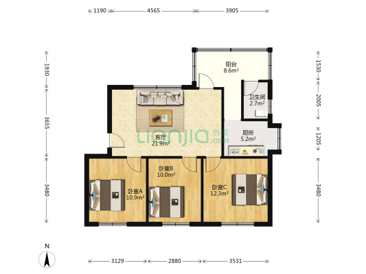 广西第一地质队家属院 3室1厅1卫 82平方
