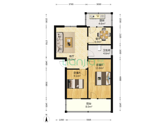 防疫站家属院 2室2厅1卫 73平方