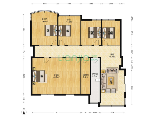 玉林嘉苑 5室1厅1卫 184平方