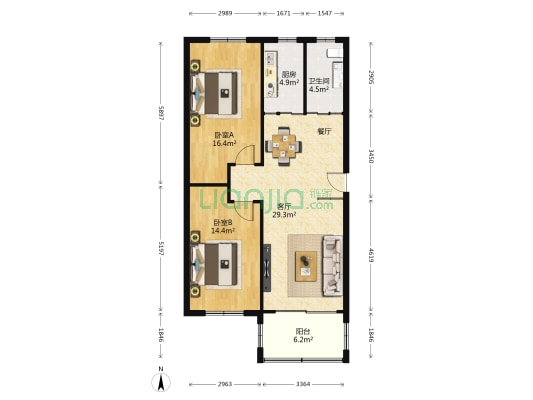 沁园北区 2室1厅1卫 102平方