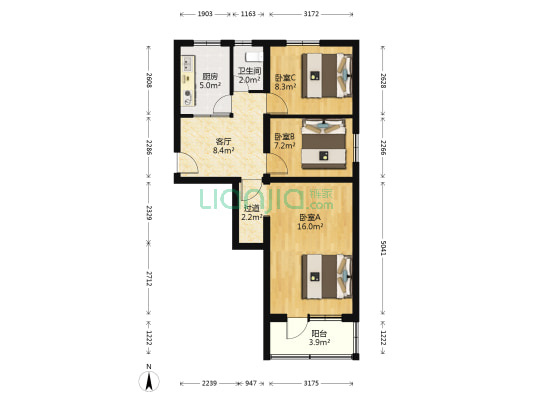 翠微东里 3室1厅1卫 67平方