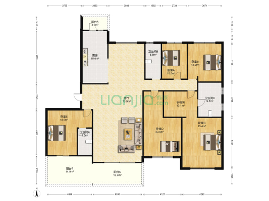 驿城碧桂园四期公园里 5室1厅3卫 266平方