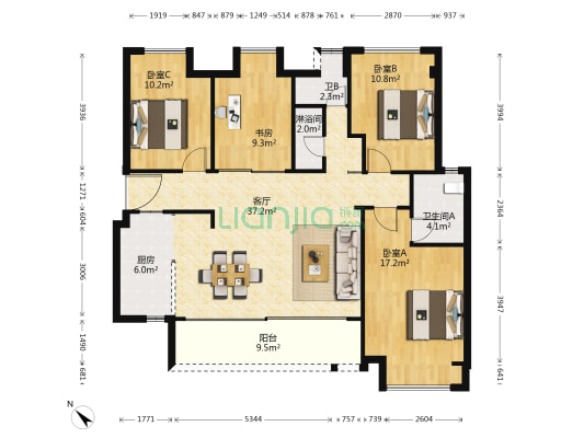 御铂南区 4室1厅3卫 123平方