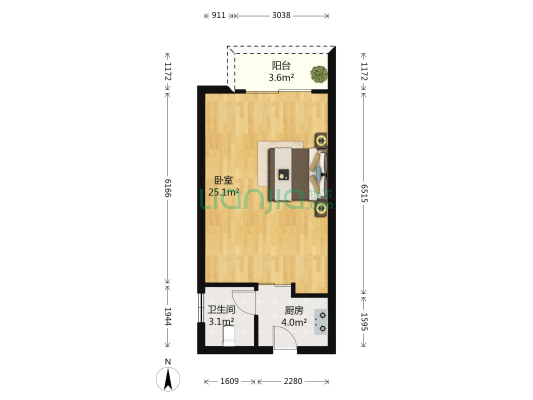 聚宝苑 1室0厅1卫 50平方