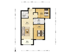 楼层好，看房方便，朝南两居，带装修-涿州鹏渤印象城牛津花园户型图