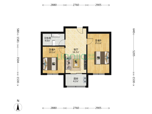 松江名苑 2室1厅1卫 63平方