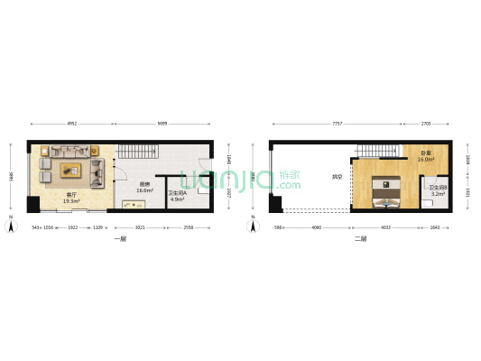 合生骏景广场 1室1厅2卫 56平方