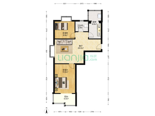 景昇园 2室1厅1卫 87平方