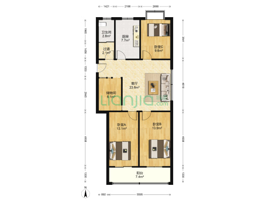 凯润景城 3室1厅1卫 115平方