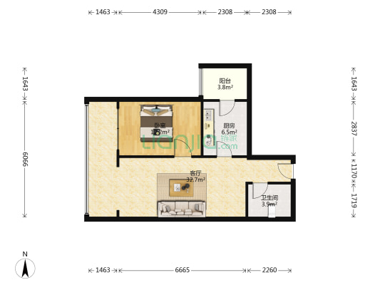北城映象·立春苑 1室1厅1卫 72平方