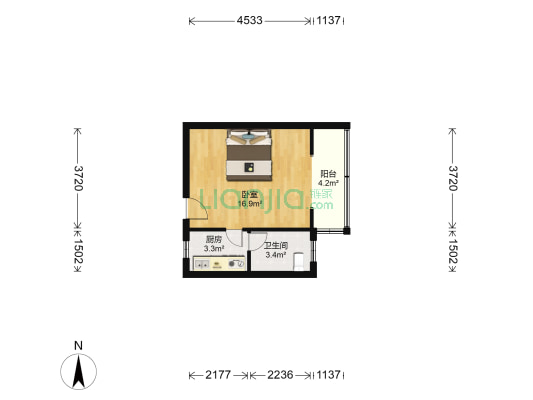 双阳路507号 1室0厅1卫 34平方