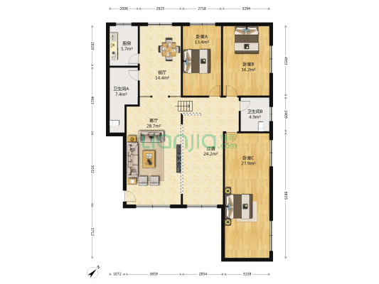 印刷厂集资楼 3室2厅2卫 162平方