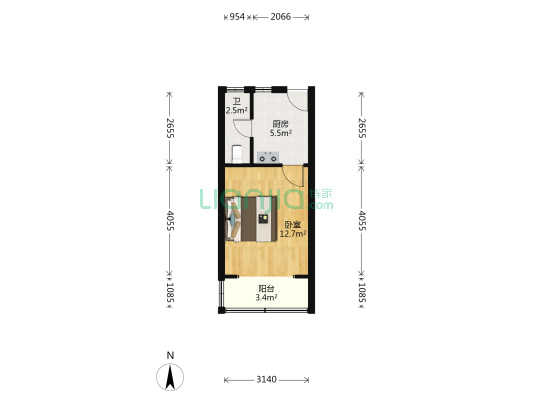 松花江路2605弄 1室0厅1卫 29平方