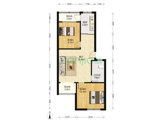 江山中路126号小区 2室1厅1卫 78平方