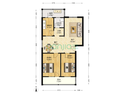 颖河路52-54-55-56-57-58-59号 2室2厅1卫 87平方