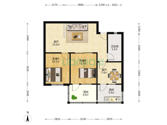 山师北街5号院 2室2厅1卫 78平方