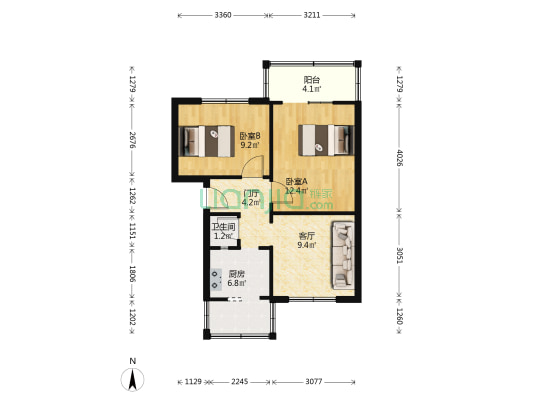 白马寺街31号 2室1厅1卫 57平方