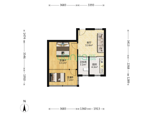 南府巷 2室1厅1卫 48平方