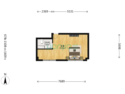天使商务广场 1室0厅1卫 48平方