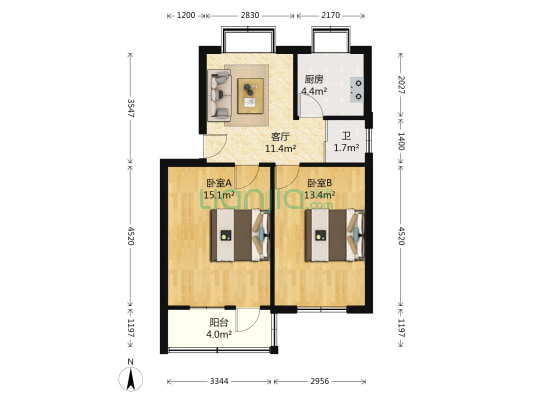 华阳路39号 2室1厅1卫 63平方