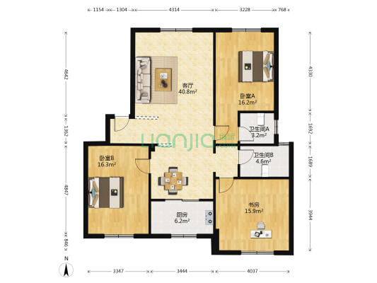 江城小楼 3室1厅2卫 125平方
