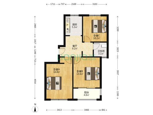 樟盛苑 3室1厅1卫 89平方