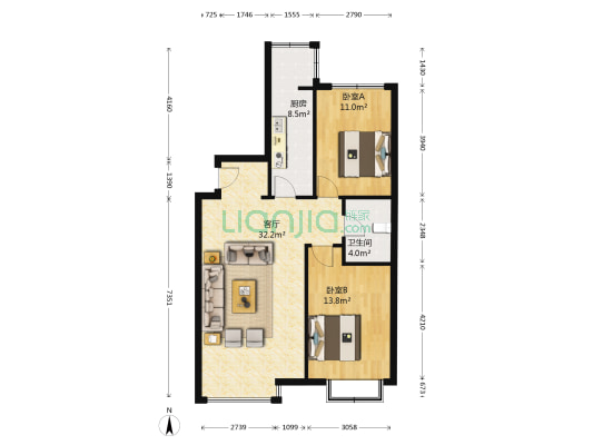 第一城D组团 2室1厅1卫 99平方