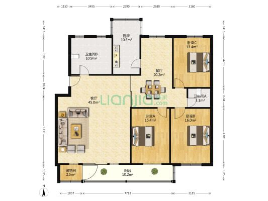 泰兴家园 3室2厅2卫 183平方
