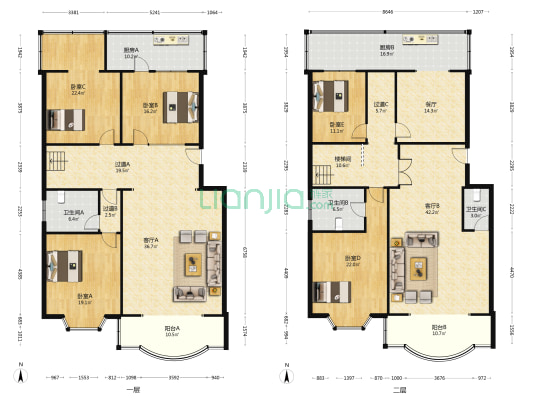 方大领地 5室3厅3卫 325平方