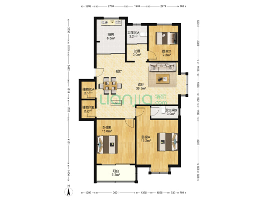 龙海新加坡花园城 3室1厅2卫 133平方