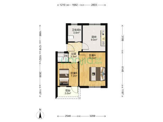 金棉小区 2室0厅2卫 49平方