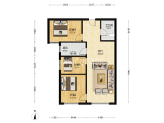 中高楼层的南向三居室，采光好。房本满二税费低-涿州鸿坤理想湾北区户型图