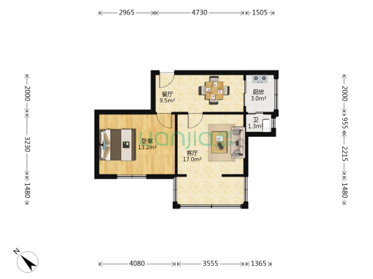 双龙路 1室2厅1卫 43平方