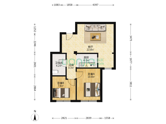作品壹号 2室1厅1卫 76平方