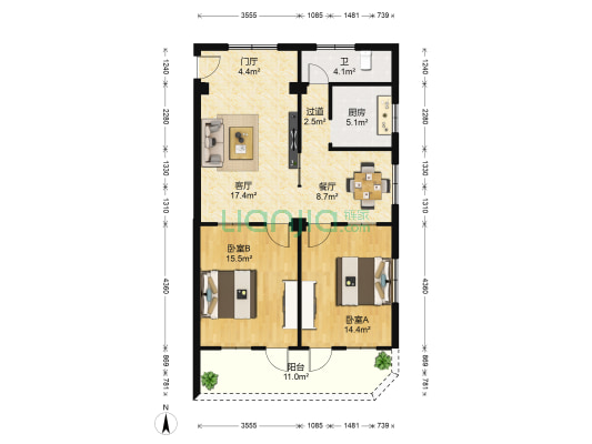 振龙坊 2室2厅1卫 84平方