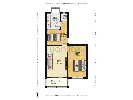 甘肃省木材公司家属院 2室1厅1卫 50平方