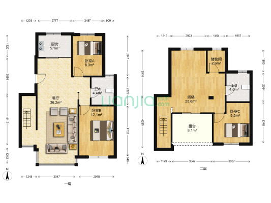 湖山新境 3室1厅2卫 131平方