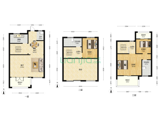 郎臻望江府 3室2厅3卫 139平方
