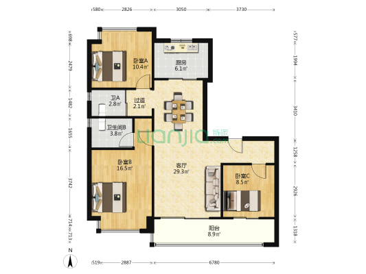 碧桂园都荟 3室1厅2卫 120平方