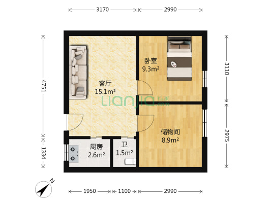 白鹰巷30号 1室1厅1卫 42平方