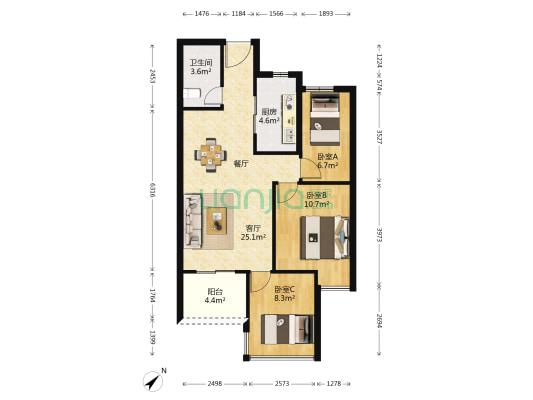 天空之城·天境 3室1厅1卫 81平方