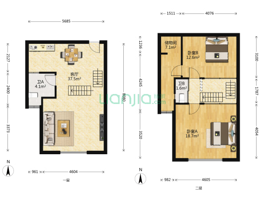 会展SOHO 2室1厅2卫 59平方