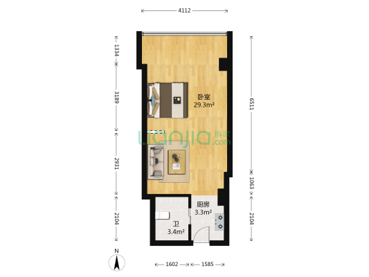 世纪东苑 1室0厅1卫 46平方