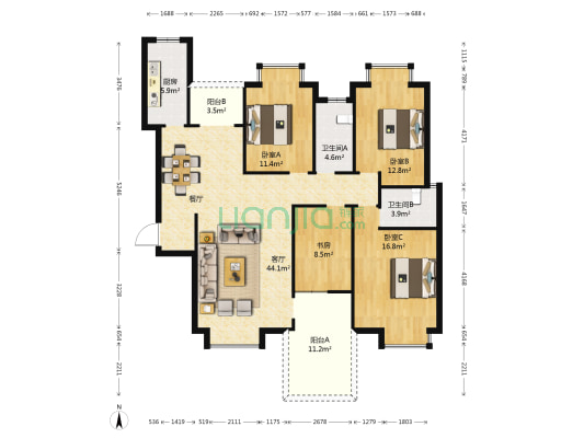 東方世纪城 4室1厅2卫 139平方