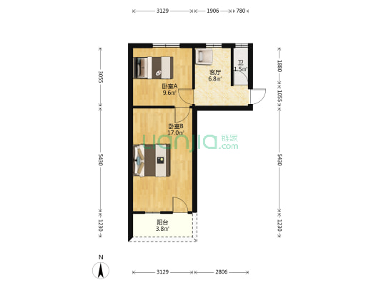电表厂家属院 2室1厅1卫 46平方