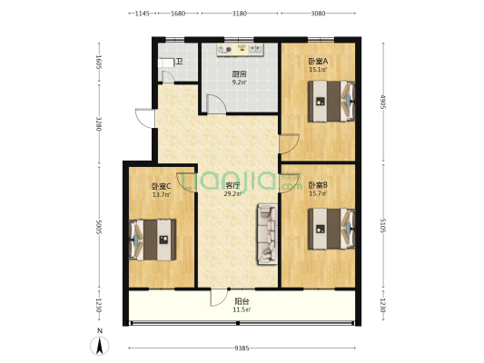 老三中家属院 3室1厅1卫 99平方