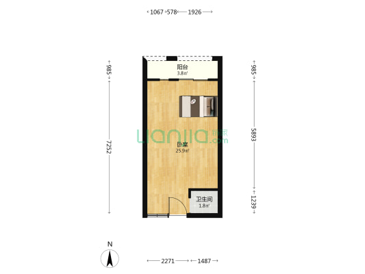 绿地未来城青年家园 1室0厅1卫 41平方