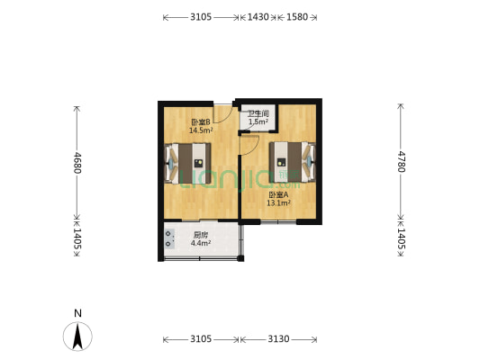 迎泽南街34号 2室0厅1卫 40平方