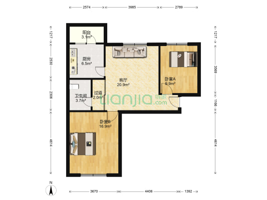 龙居花园9区 2室1厅1卫 85平方